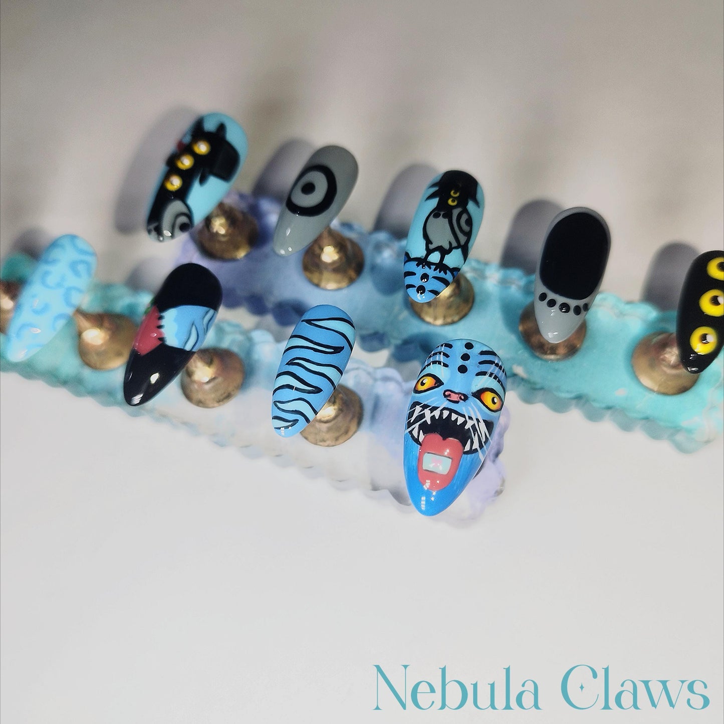 Derpy the Tiger and Susie the Bird from K-POP Demon Hunters Movie Inspired Press On Nails