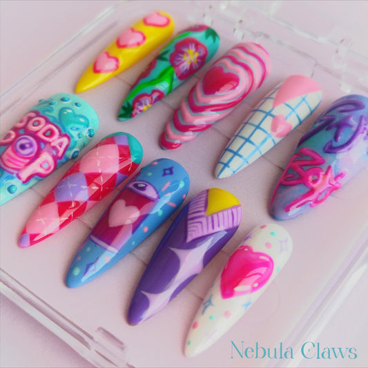 LOVE SODA POP - Saja Boys from K Pop Demon Hunters Movie Inspired Press On Nails