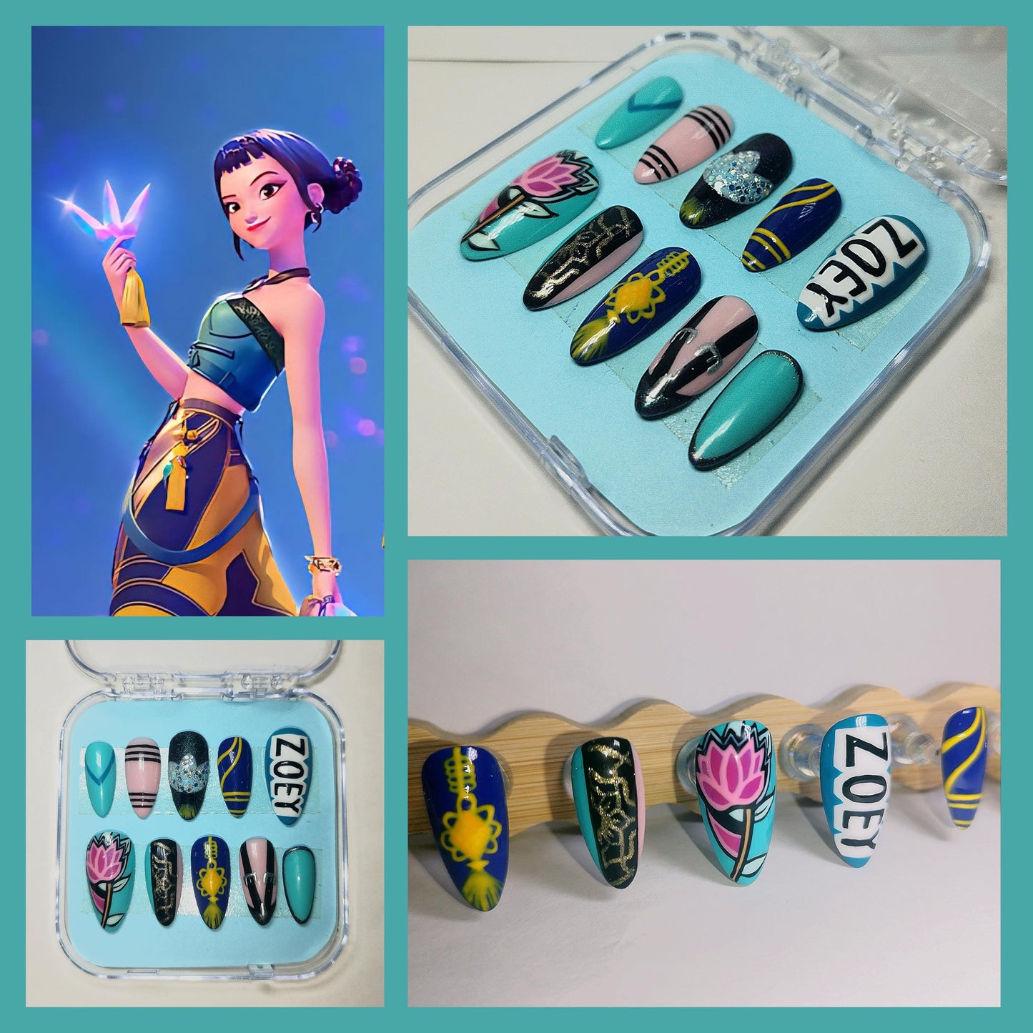 Zoey from Kpop Demon Hunters Movie Inspired Press On Nails