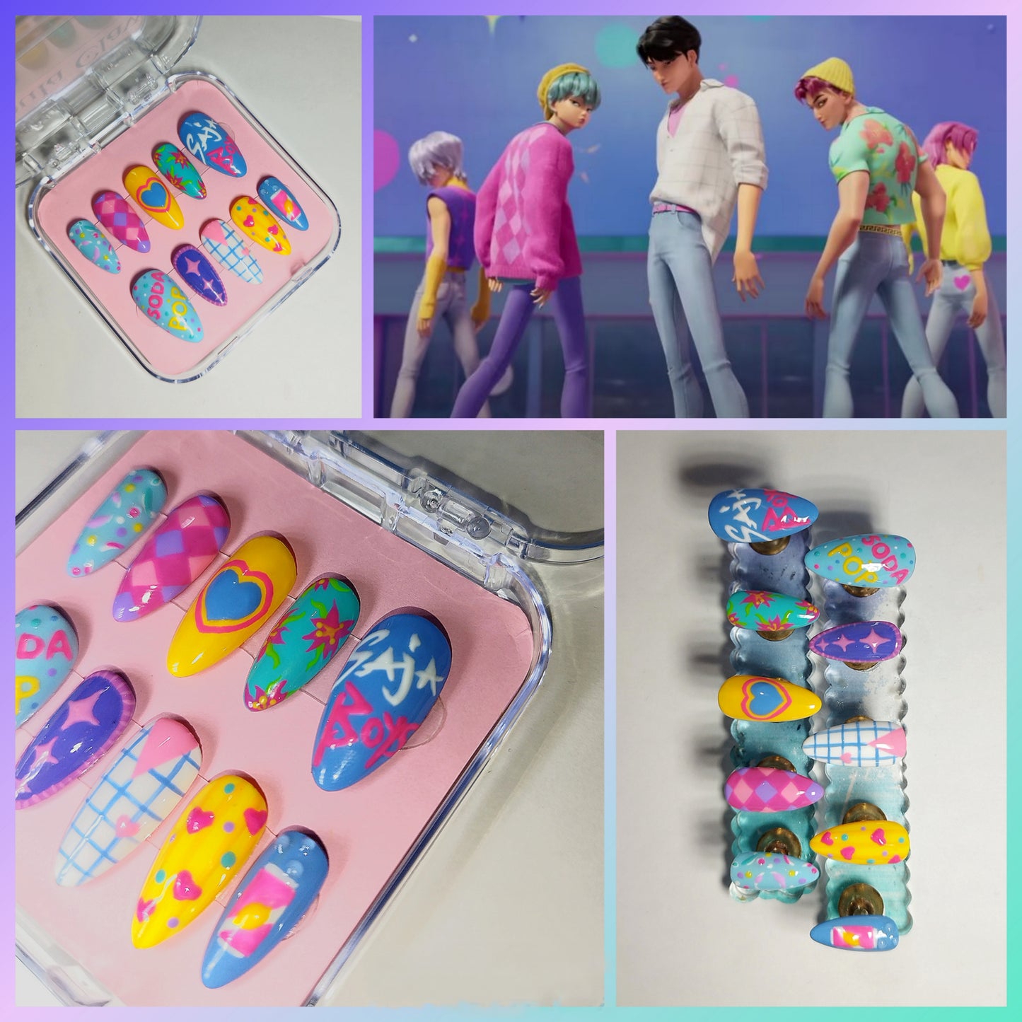 Soda Pop - Saja Boys from Kpop Demon Hunters Movie Inspired Press On Nails