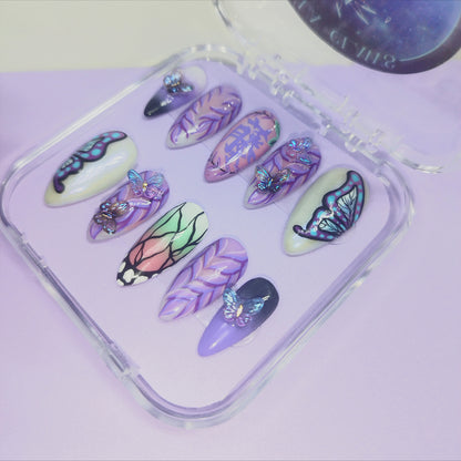 Shinobu from Demon Slayer inspired press-on nails