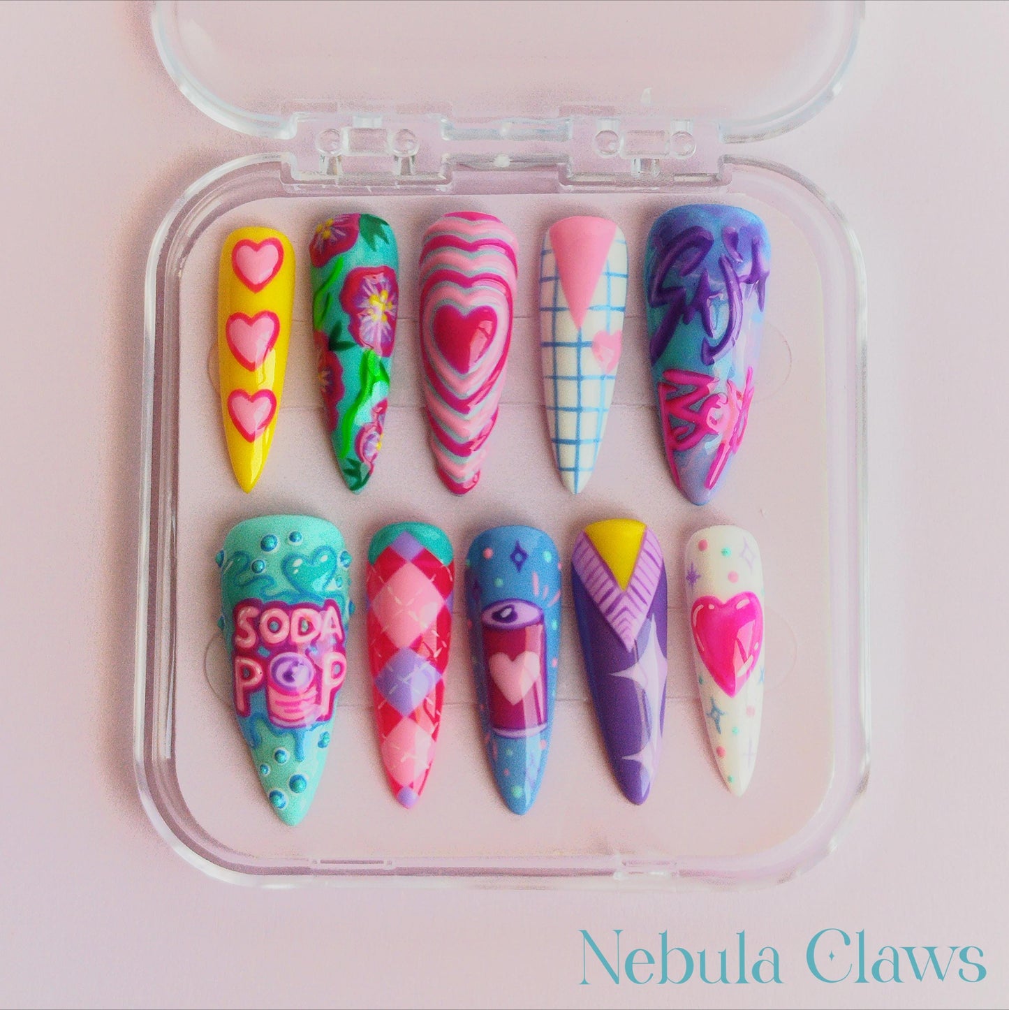 LOVE SODA POP - Saja Boys from K Pop Demon Hunters Movie Inspired Press On Nails