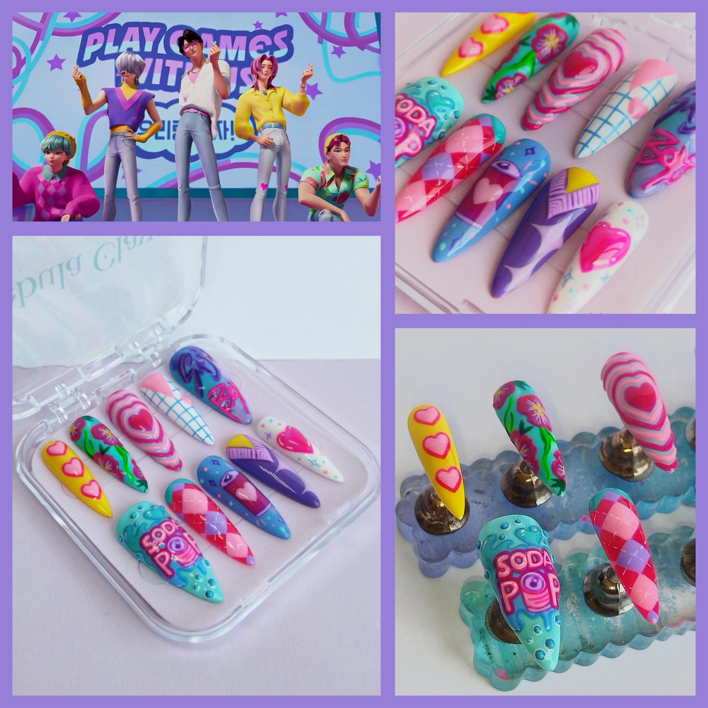 LOVE SODA POP - Saja Boys from K Pop Demon Hunters Movie Inspired Press On Nails