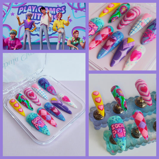 LOVE SODA POP - Saja Boys from K Pop Demon Hunters Movie Inspired Press On Nails