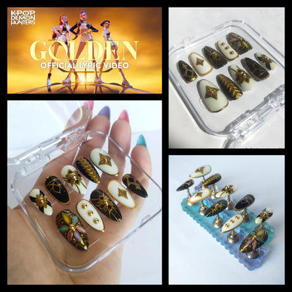 Golden - HUNTRIX from K-POP Demon Hunters Movie Inspired Press On Nails
