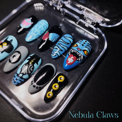 Derpy the Tiger and Susie the Bird from K-POP Demon Hunters Movie Inspired Press On Nails